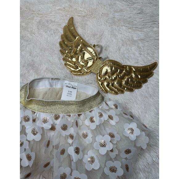 Baby Angel Outfit Gold Wings & Floral Tutu Skirt 0-12M – First Steps - Picture 2 of 4